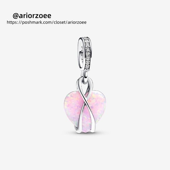 Pandora Mum Opalescent Heart Dangle Charm - Picture 1 of 6